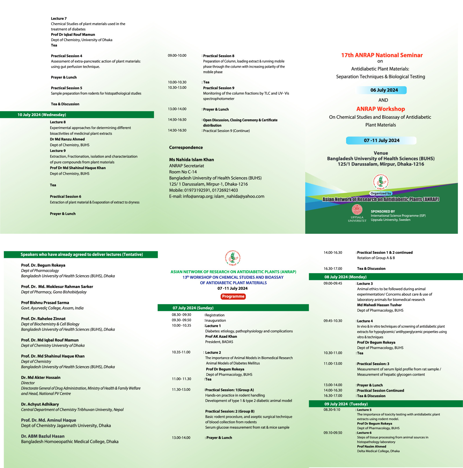 ANRAP National Seminar on 06 July 2024 and ANRAP Workshop on 07-11 July 2024